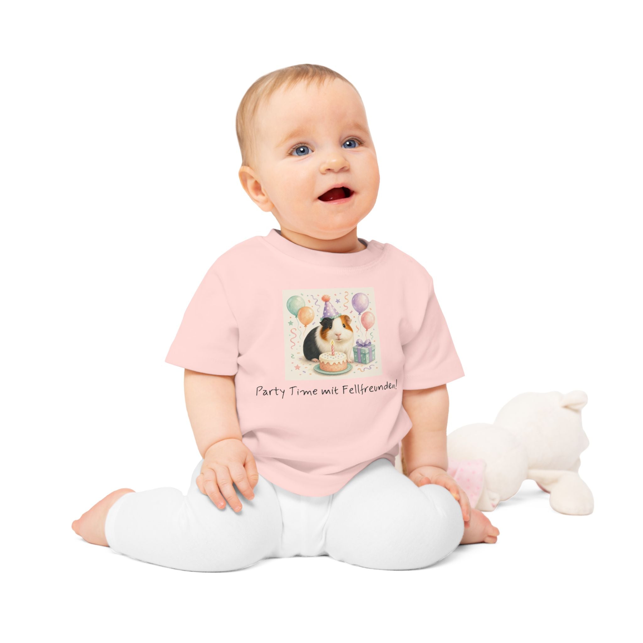Personalisiertes Baby T-Shirt mit Haustier – Birthday Time