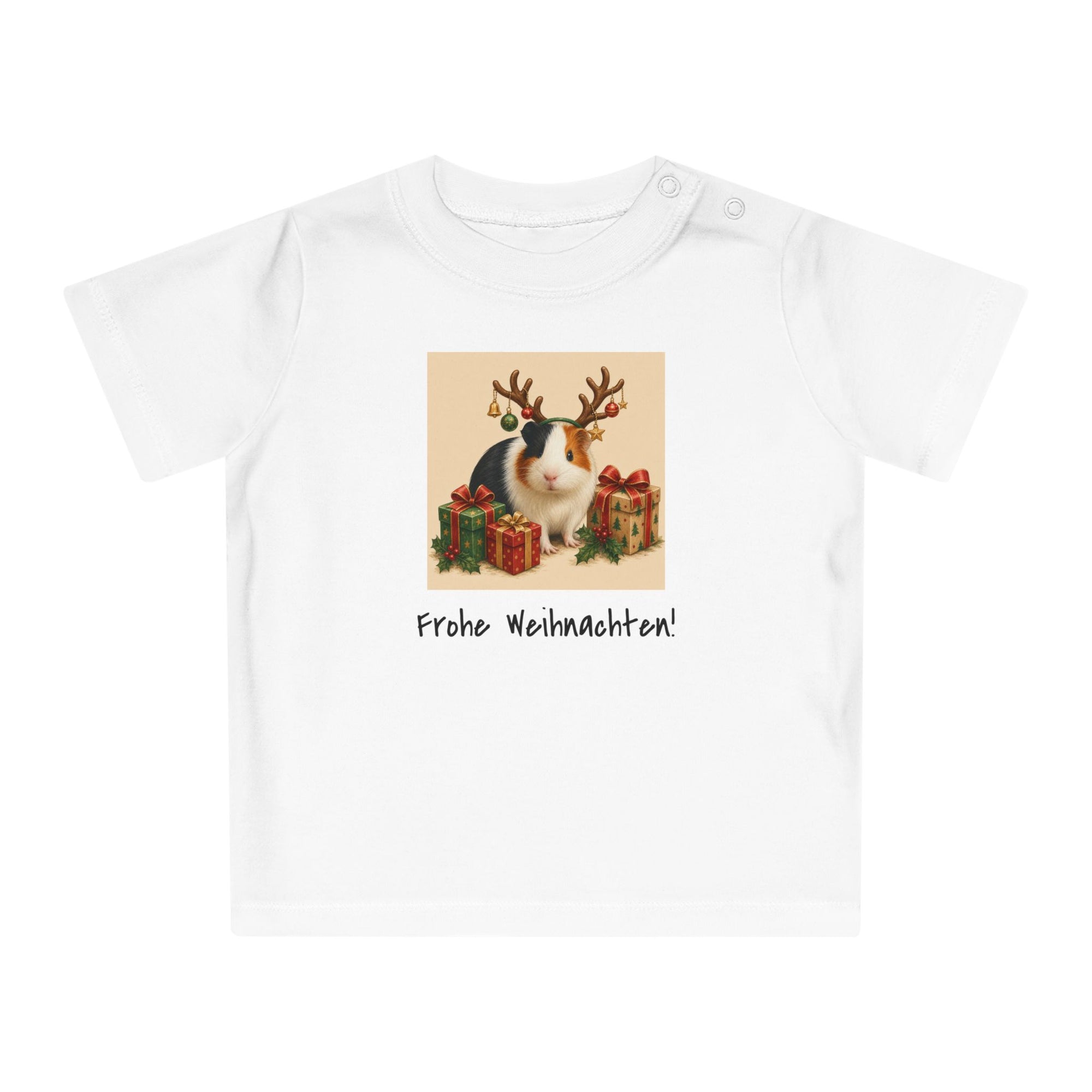 Personalisiertes Baby T-Shirt mit Haustier – Frohe Weihnachten