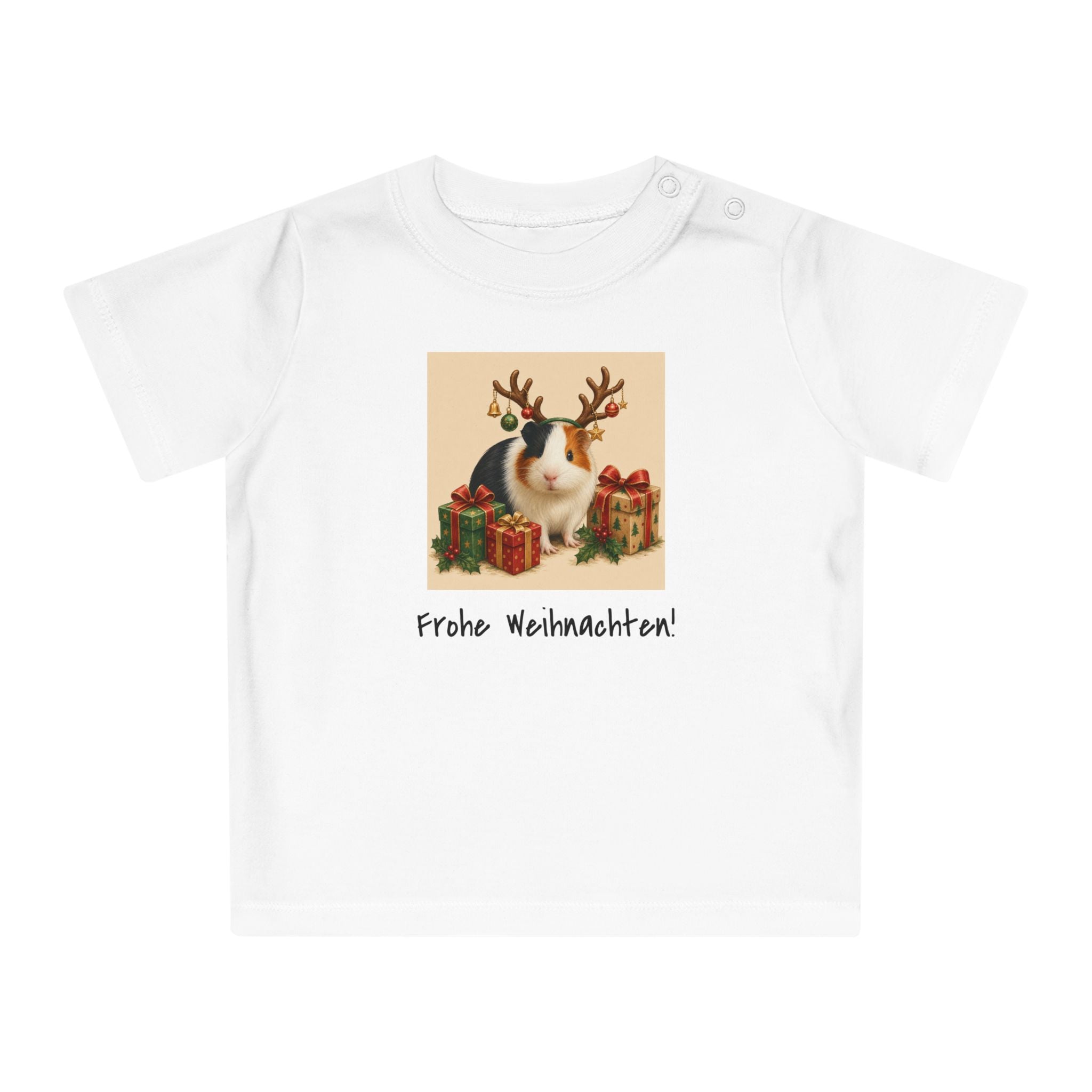 Personalisiertes Baby T-Shirt mit Haustier – Frohe Weihnachten