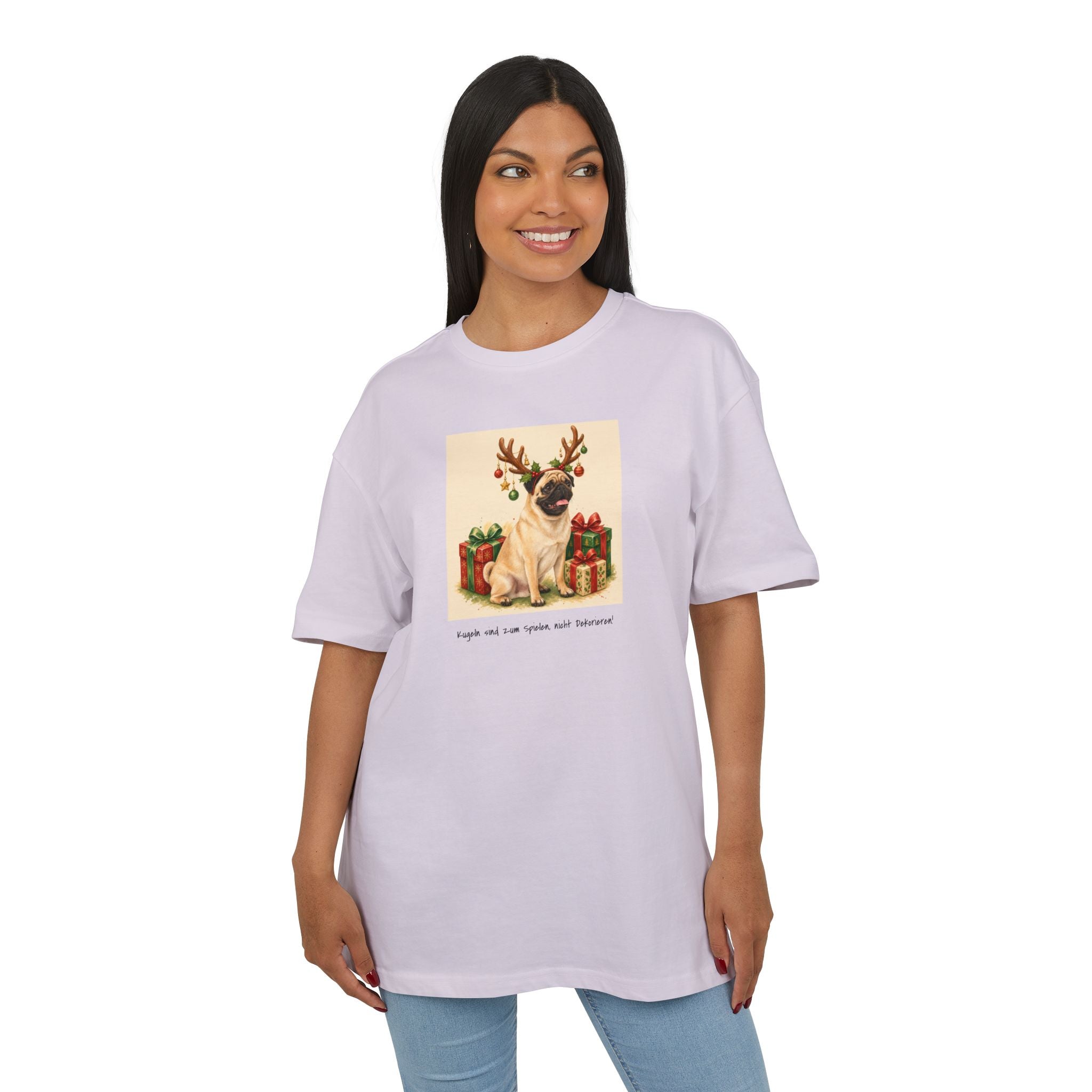 Personalisiertes Oversized Unisex T-Shirt mit Haustier – Frohe Weihnachten