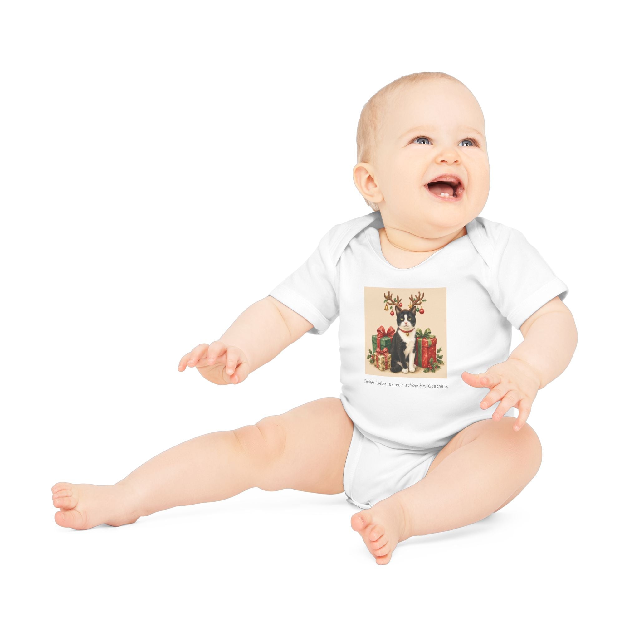 Personalisierter Baby-Body kurzarm Bio Baumwolle – Frohe Weihnachten