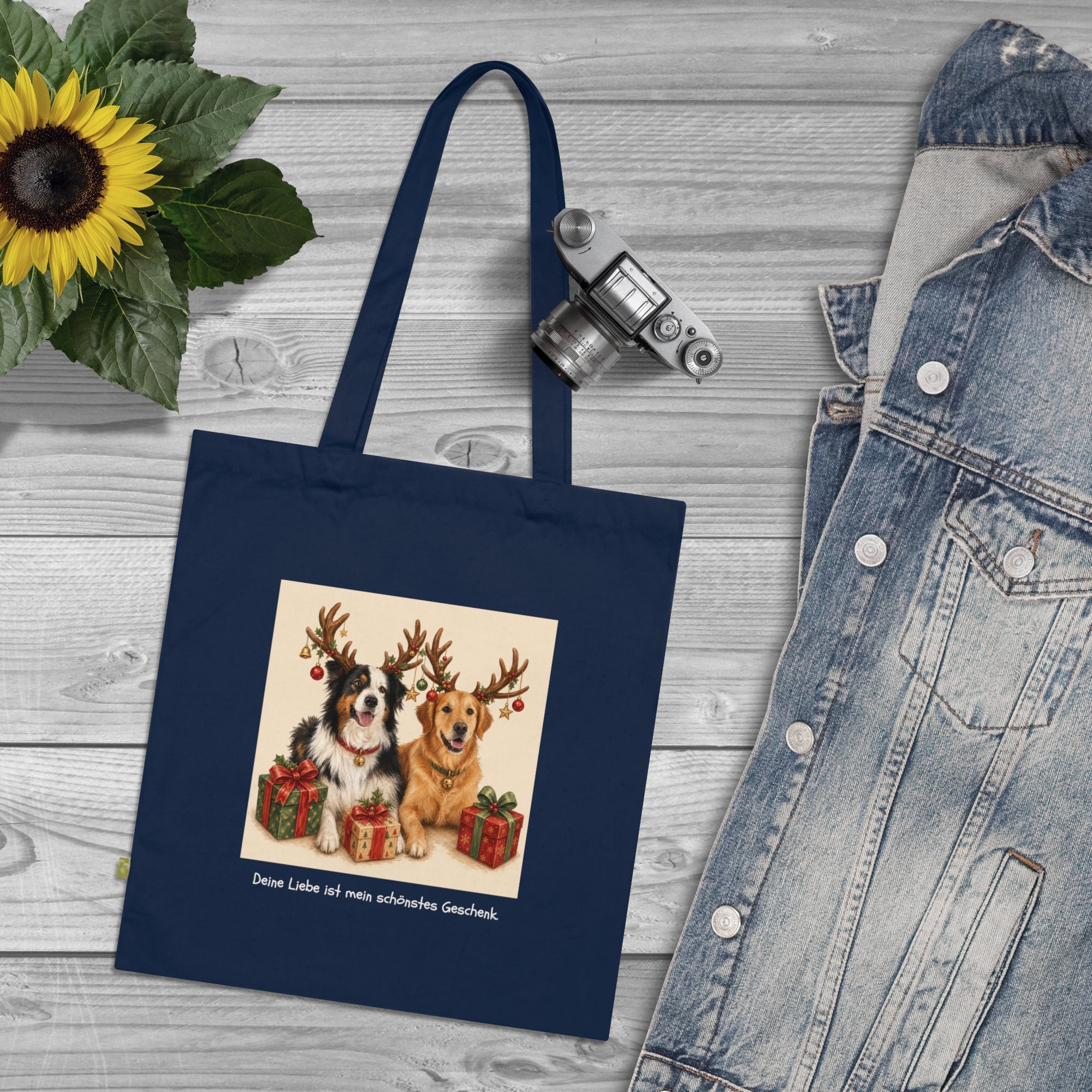 Personalisierte Baumwolltasche mit Haustier – Frohe Weihnachten