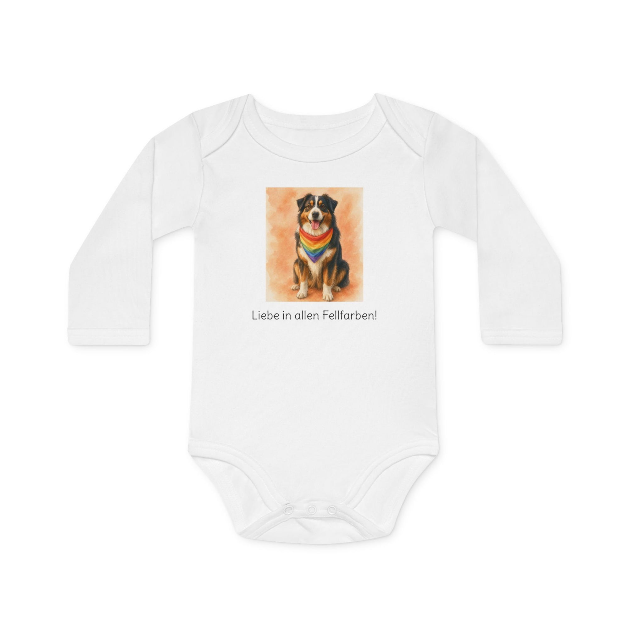 Personalisierter Baby-Body langarm Bio Baumwolle – Regenbogen