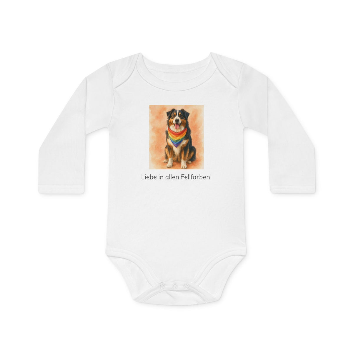 Personalisierter Baby-Body langarm Bio Baumwolle – Regenbogen