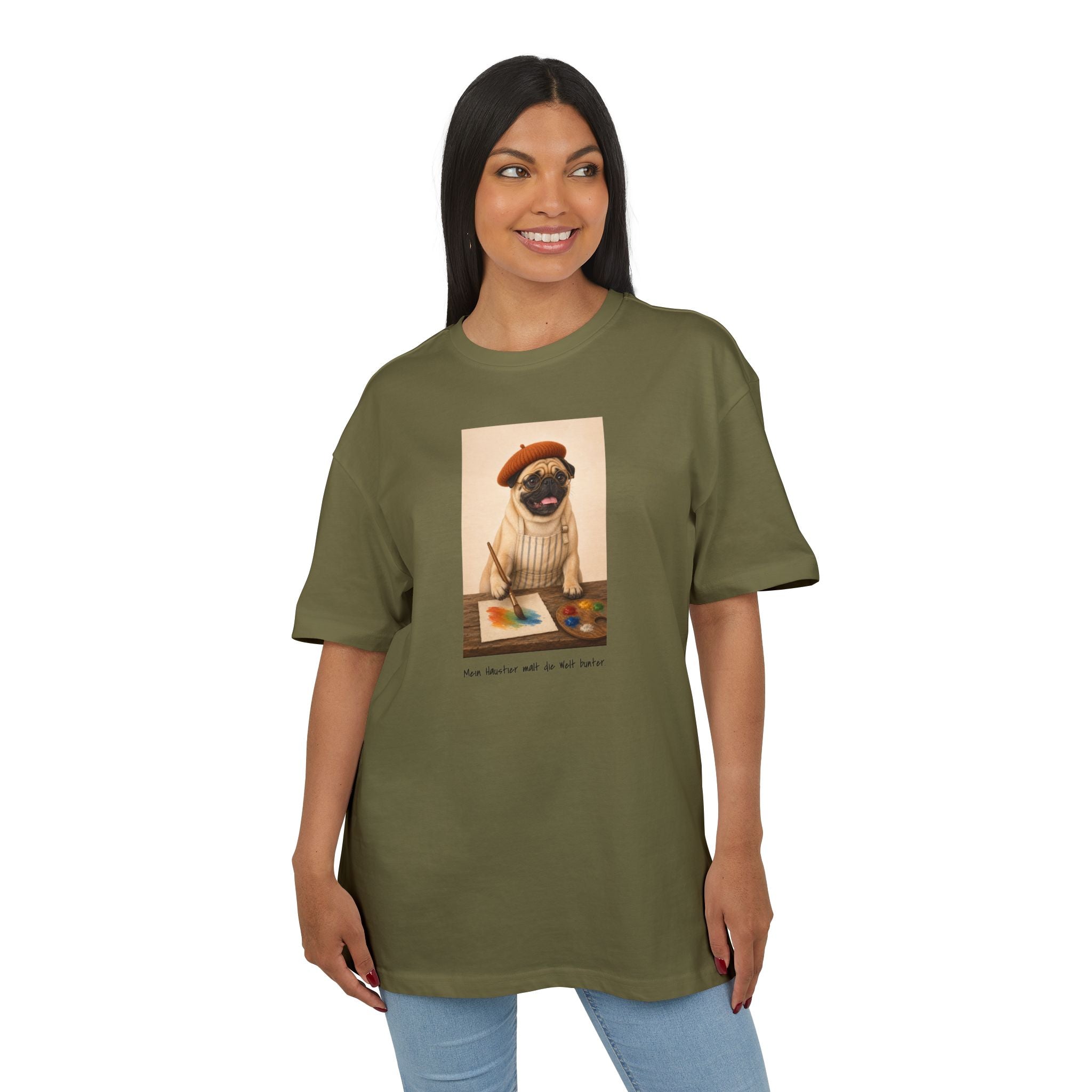 Personalisiertes Oversized Unisex T-Shirt mit Haustier – The Artist