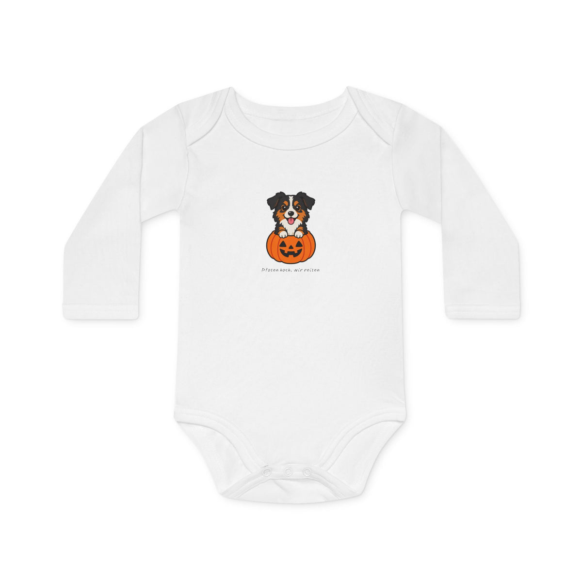 Personalisierter Baby-Body langarm Bio Baumwolle – Halloween Pet