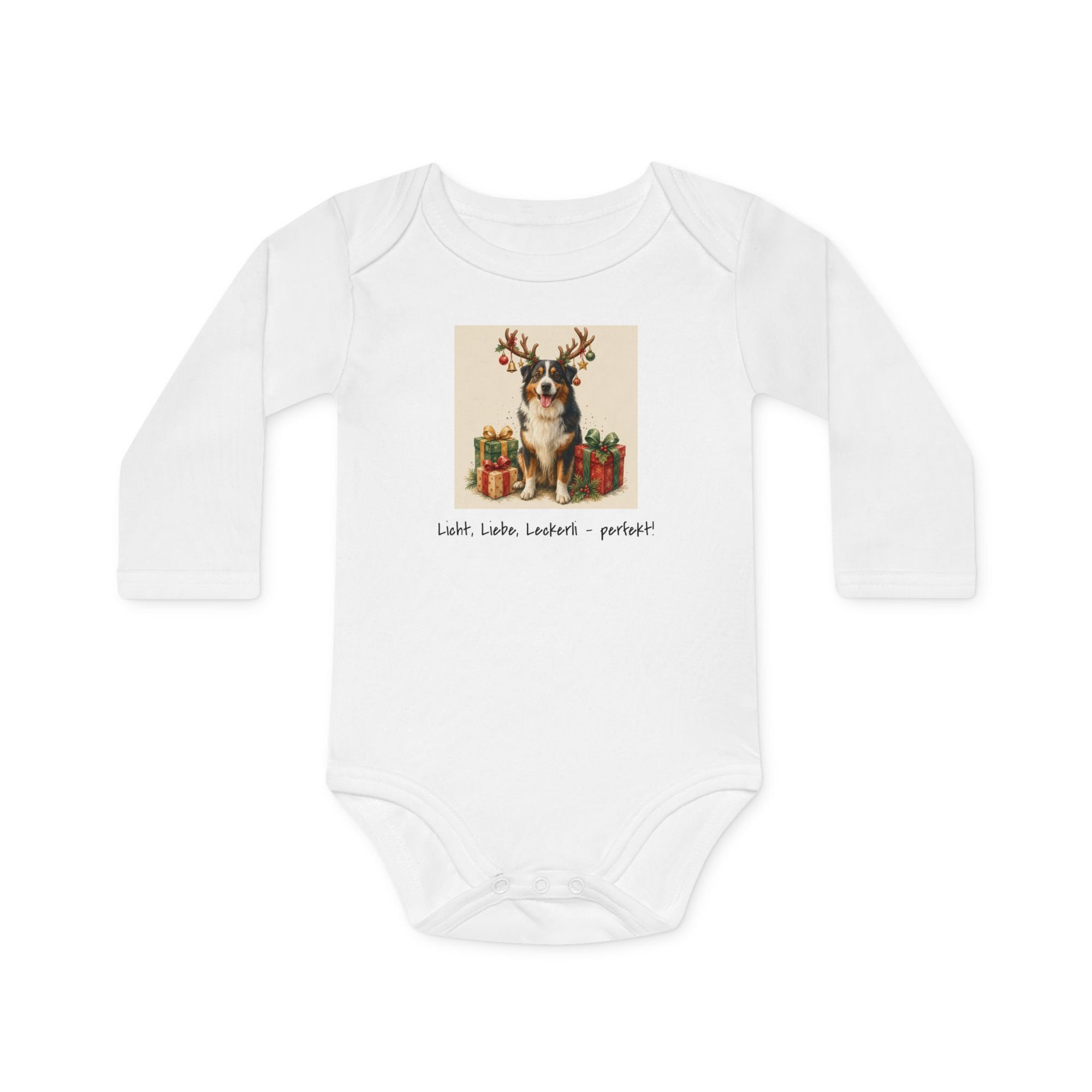 Personalisierter Baby-Body langarm Bio Baumwolle – Frohe Weihnachten
