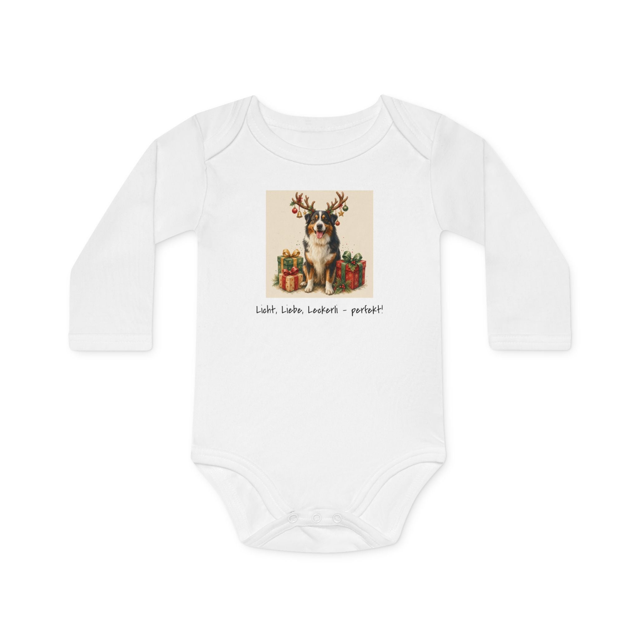 Personalisierter Baby-Body langarm Bio Baumwolle – Frohe Weihnachten